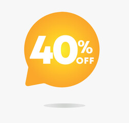 40% off. Price vector illustration. Discount icon. Promotion, special offer, sales tag