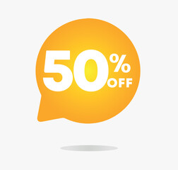 50% off. Price vector illustration. Discount icon. Promotion, special offer, sales tag