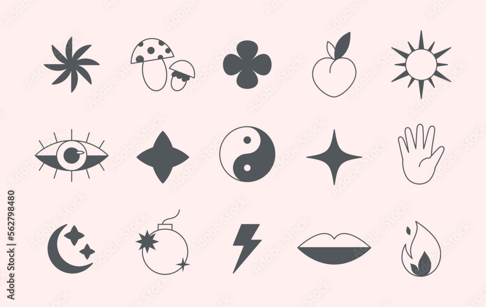 Canvas Prints vector set of linear fun patches,stickers,geometric shapes in 90s style.abstract icons or symbols in