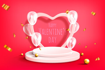 happy valentine's day banner background design with heart illustration