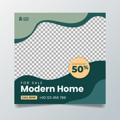 Modern home social media post template design