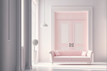 contemporary modern pink living interior design. generative ai