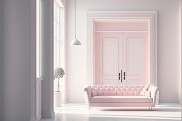 contemporary modern pink living interior design. generative ai