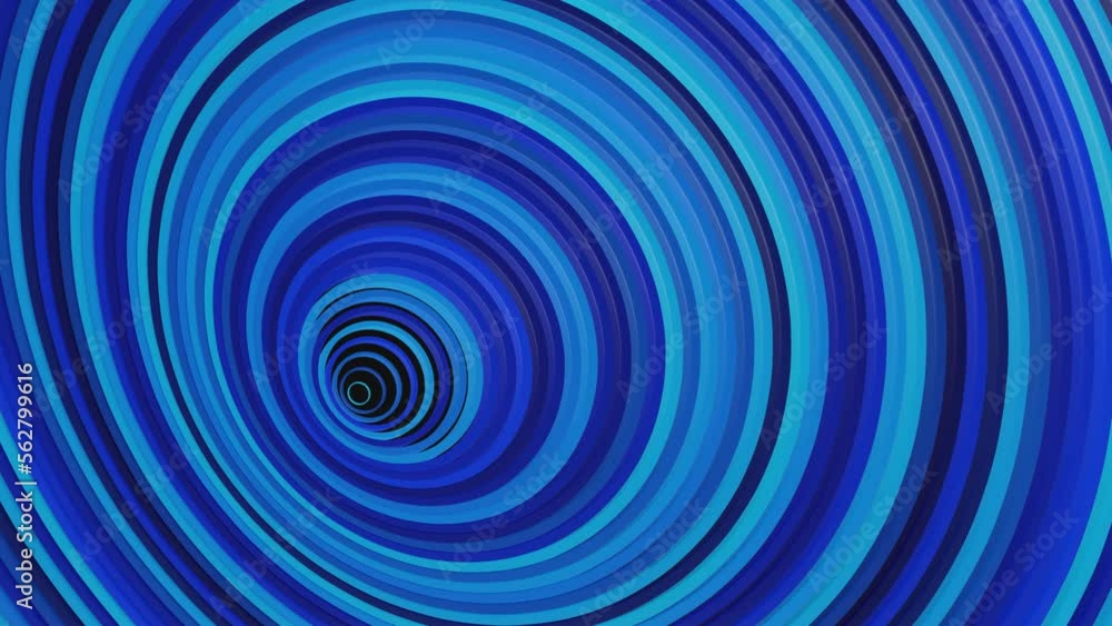 Poster smooth blue circles hypnotic pattern animation, abstract seamless loop of 3d render circles, geometr