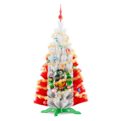 Peruvian flag painted on the Christmas tree, 3D rendering