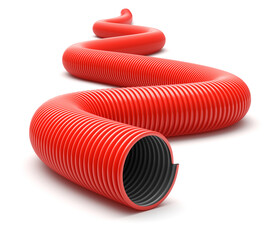 Plastic corrugated tube for electrical installation on white background - 3D illustration - 562800844