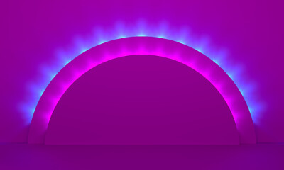 Pink 3d background. Product display presentation. Bright blue spotlighting. 3d render