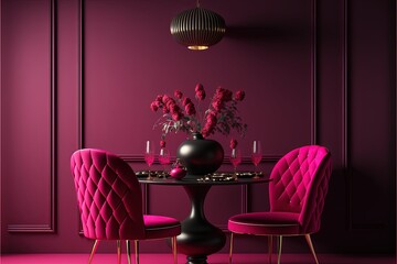 Modern contemporary magenta living room interior design. generative ai