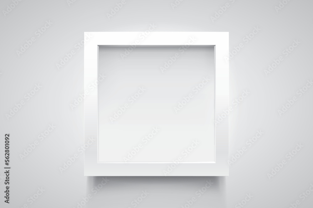 Poster realistic empty frame on light background, border for your creative project, mockup for you project.