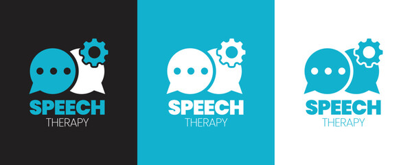 Speech Therapy clean modern and minimalist iconic brand Logo identity design with multiple color versions for business