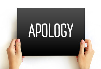Apology text on card, concept background