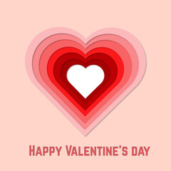 Happy valentine's day background or voucher. Paper cut hearts style and element with red and pink color.  Papercut style. 
