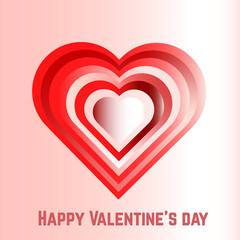 Happy valentine's day background or voucher. Paper cut hearts style and element with red and pink color.  Papercut style. 