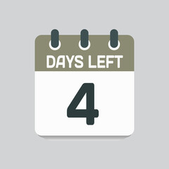 Countdown daily page calendar icon - 4 days left