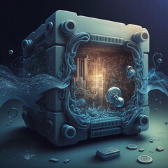 Post Quantum Cryptography and Quantum Resistant, 3D Art, Technology, Surreal
