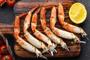crab claws crustacean fresh seafood snack meal food on the table copy space food background rustic top view