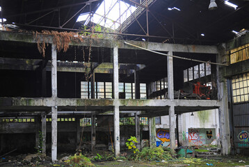 edificio industrial abandonado fábrica 4M0A8227-as23 - obrazy, fototapety, plakaty