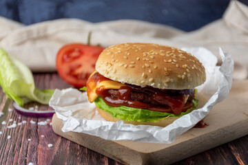 hamburger on a plate