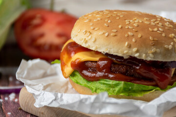 hamburger on a plate