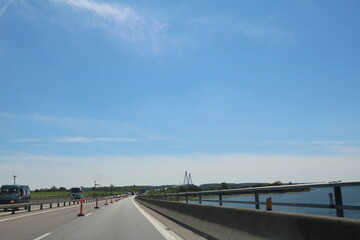Fototapeta premium Öresund Bridge via the Baltic Sea Connection from Sweden to Denmark 