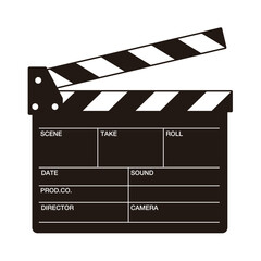 Obraz premium Movie production clapperboard black, vector illustration