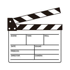  Movie production clapperboard white, vector illustration