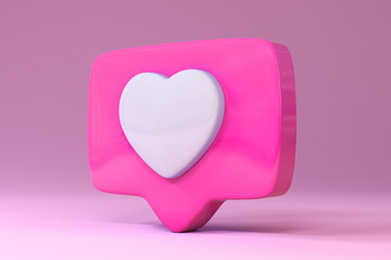 3d cartoon colorful heart, isolated on light pink background. Suitable for Valentine's Day and Mother's Day decoration.