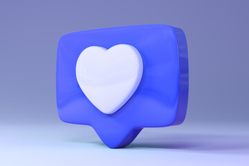 3d cartoon colorful heart, isolated on  light blue background. Suitable for Valentine's Day and Mother's Day decoration.