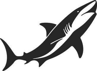 Stylish black and white vector logo design featuring a strong shark.