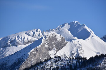 Obraz premium Tatry Wysokie, Bielskie, Słowackie, zima, śnieg, TANAP, góra, krajobraz, Hawrań, Murań, 