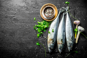 Raw mackerel with parsley and spices.