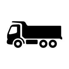 Dump truck icon. Black silhouette. Side view. Vector simple flat graphic illustration. Isolated object on a white background. Isolate.