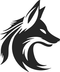 Monochrome vector logo with the image of a fox.