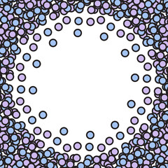 Purple and blue circle dots frame. Vector illustration.