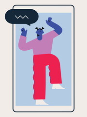 Smartphone with male and female profiles. Friends chatting. New generation. The concept of social networks, virtual relationships. Friends chatting and texting. Vector illustration.