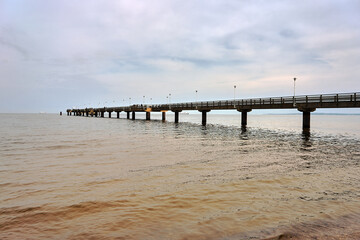Fototapeta premium Wooden pier on the Baltic coast on the island of Usedom