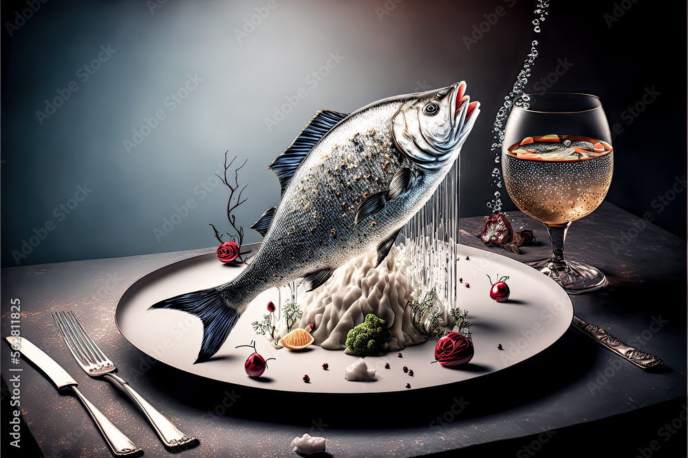 Poster a plate with a bird on it - generative ai