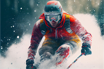 Fototapeta na wymiar Winter sports, ski - generative ai