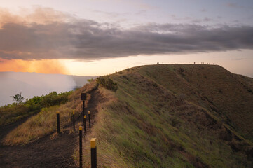 Hiking path on peak of mountain