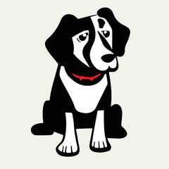 Dog simple black and white vector illustration