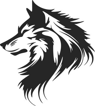 Stylish black and white wolf vector logo design.