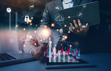 businessmen Fingerprint scanning and biometric authentication, processing of biometric for access personal data. surveillance and security scanning of digital programs cyber futuristic applications