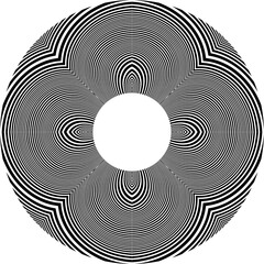 Abstract rotated black and white lines.vortex form. Geometric art. Design element. Digital image with a psychedelic stripes.Design element for prints, web, templat