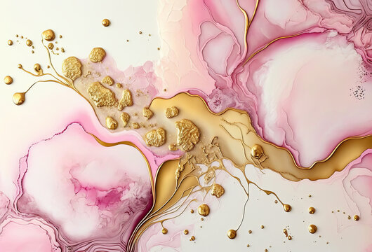 beautiful abstract fluid art background texture. ink and gold mixed texture. Generative ai