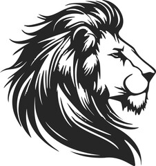 Clean and modern black and white lion vector logo.