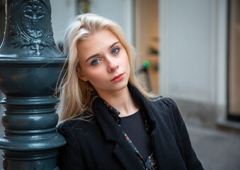 young woman on the street of the Vienna, Austria