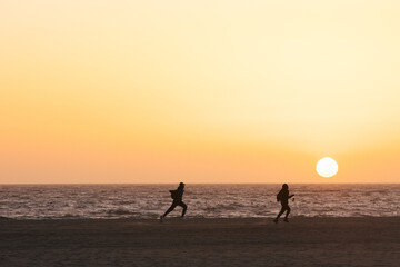 running on the beach