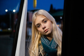 Fototapeta na wymiar young woman on the street of the Vienna, Austria