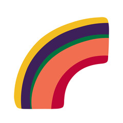Bright rainbow in kidcore style. Vector Illustration. Perfect for kids, posters, prints, cards, fabric, children's books.