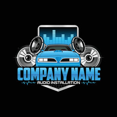 Audio Car Logo Template on black background